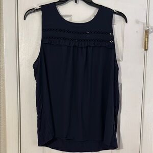 Merona Dark Blue Sleeveless Top with Lace Detail